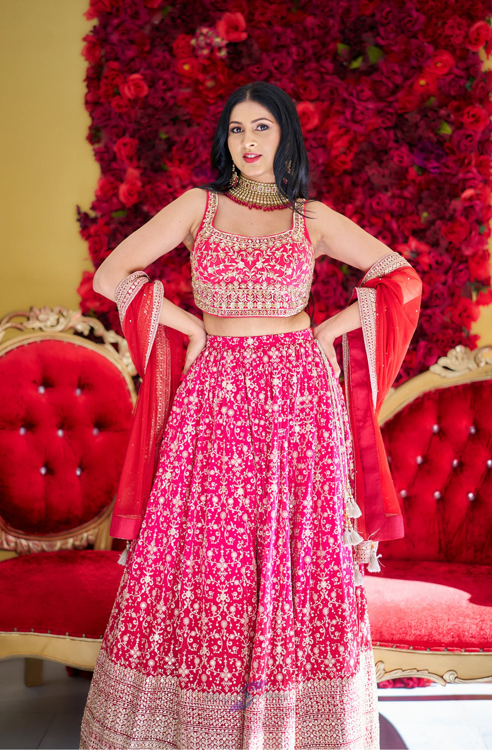 Ridhima – Ruby Royal Zari Embellished Lehenga