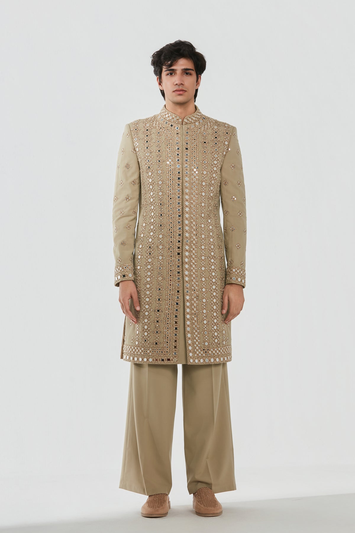 Abhinav Mishra - Shrine Dune Sherwani Set