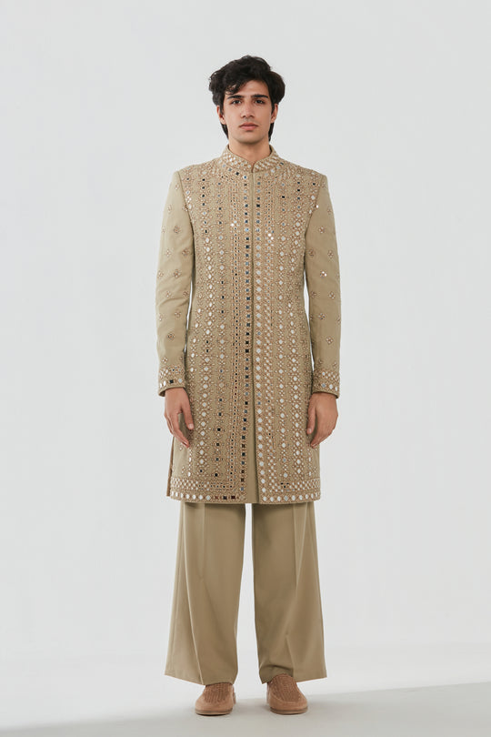 Abhinav Mishra - Shrine Dune Sherwani Set