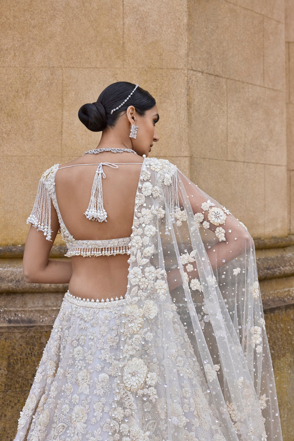 Seema Gujral - Ivory Three-Dimensional Lehenga Set