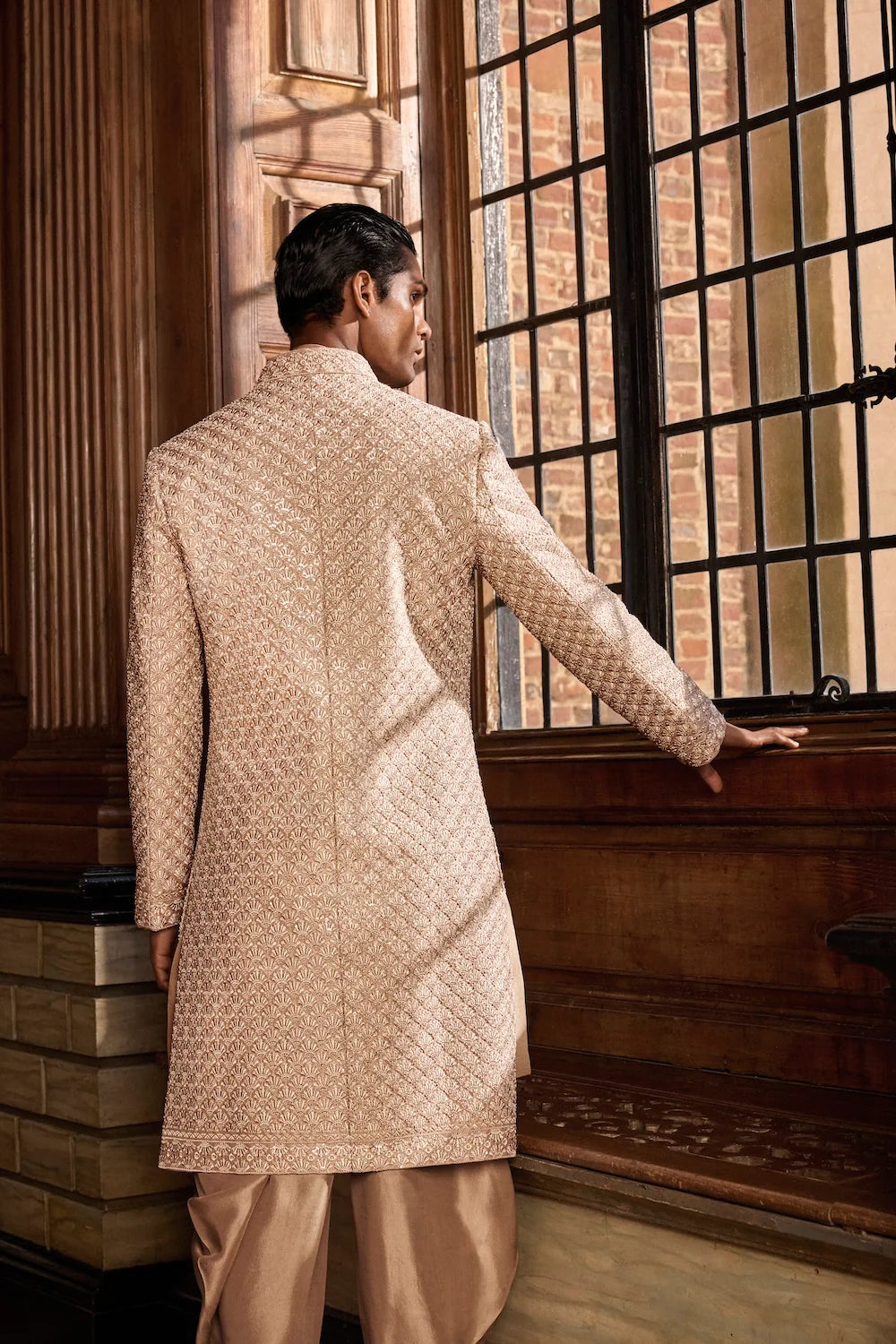 Seema Gujral - Champagne Thread Sequin Sherwani Set