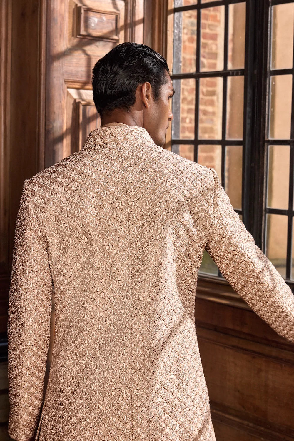 Seema Gujral - Champagne Thread Sequin Sherwani Set