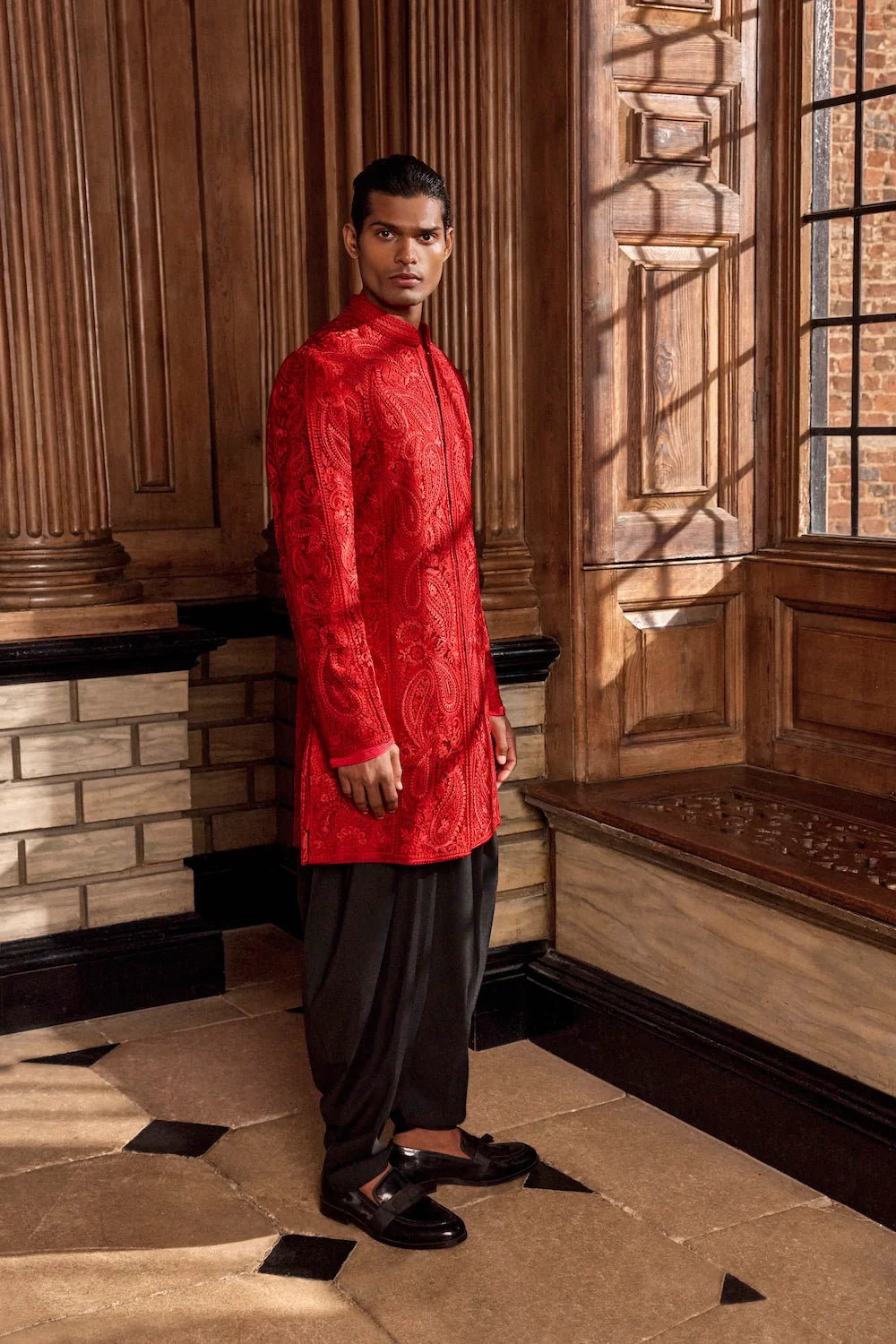 Seema Gujral - Red Thread Work Sherwani Set