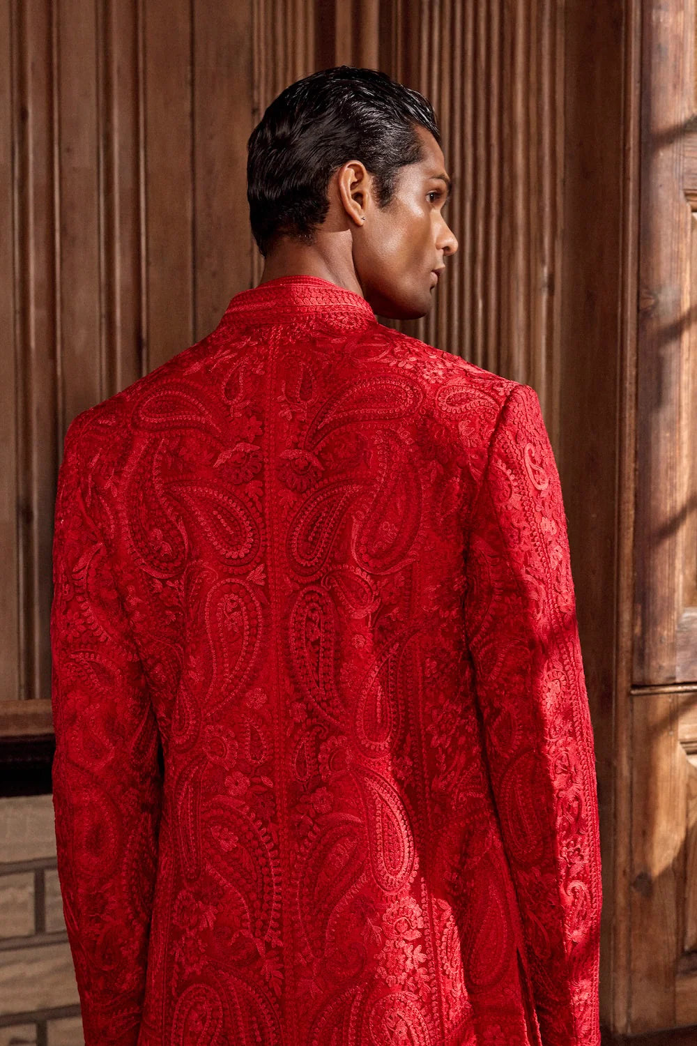 Seema Gujral - Red Thread Work Sherwani Set