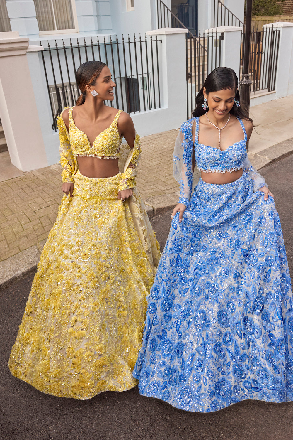 Seema Gujral - Powder Blue Floral Lehenga Set