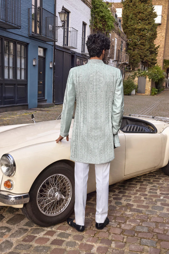 Seema Gujral - Powder Blue Sherwani Set