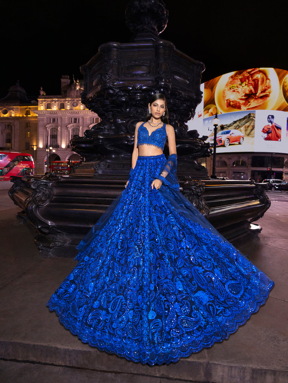 Seema Gujral - Blue Paisley Lehenga Set