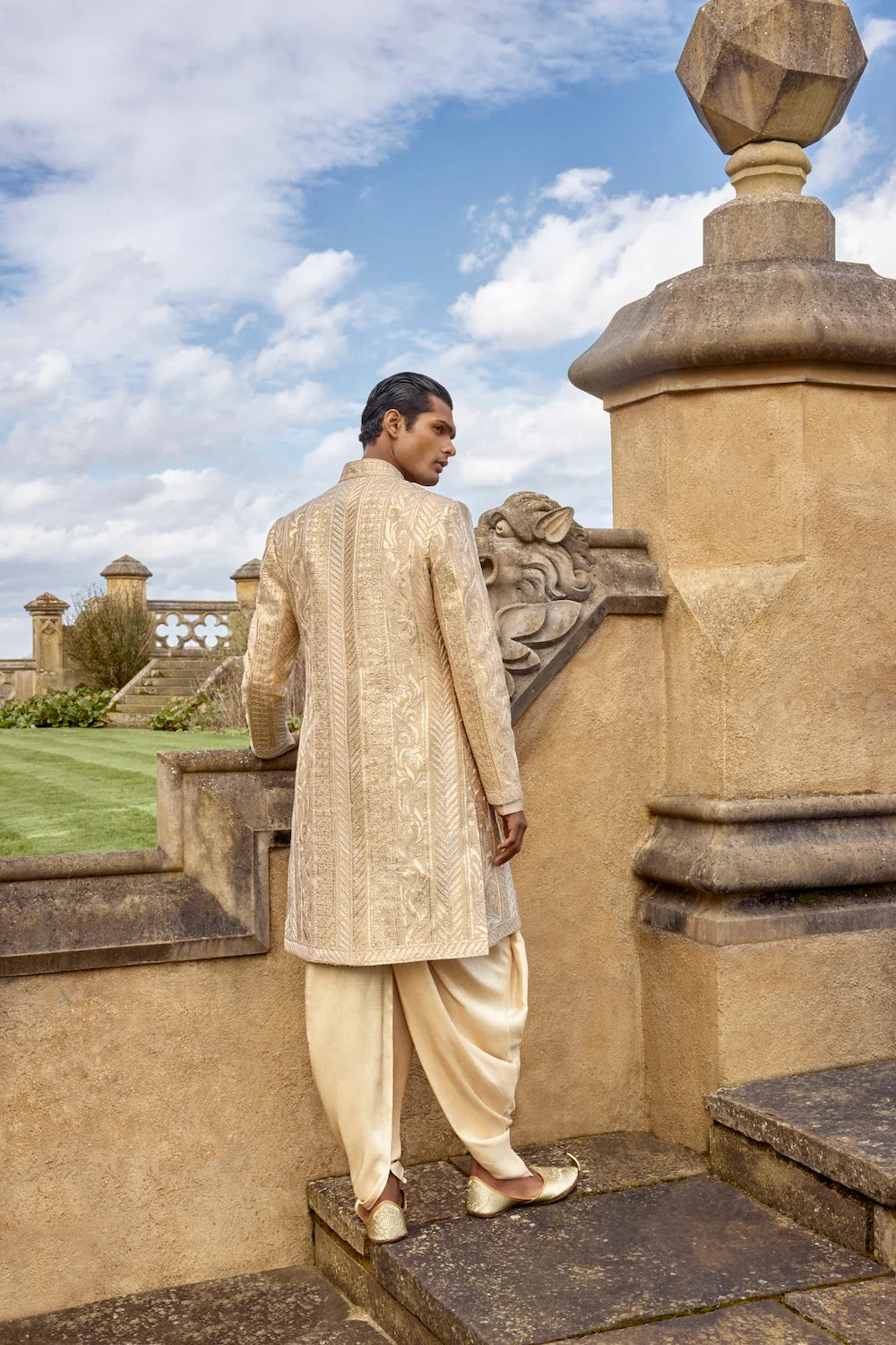 Seema Gujral - Rose Gold Sherwani Set