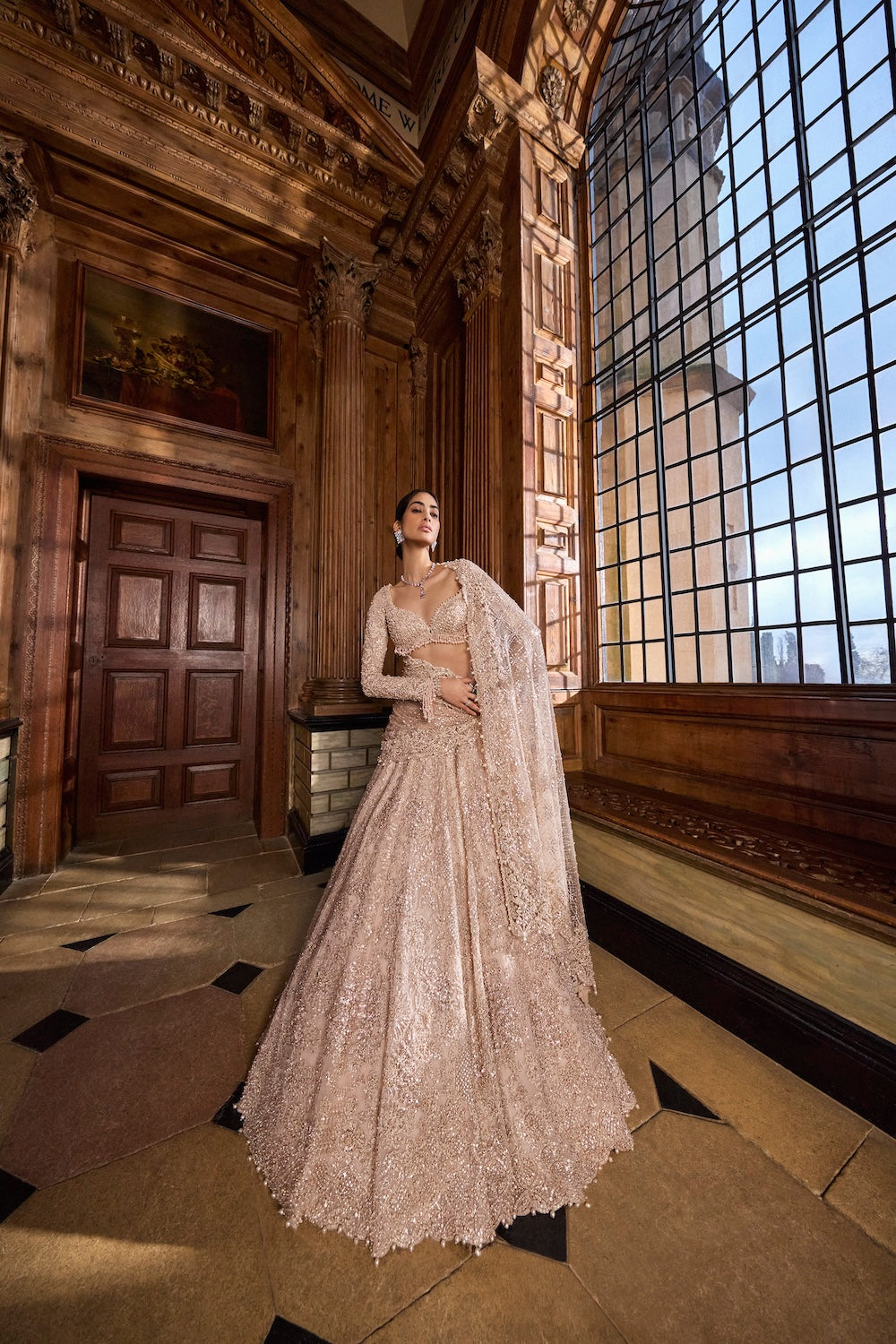 Seema Gujral - Rose Gold Lehenga Set  VAMA DESIGNS Indian Bridal Couture