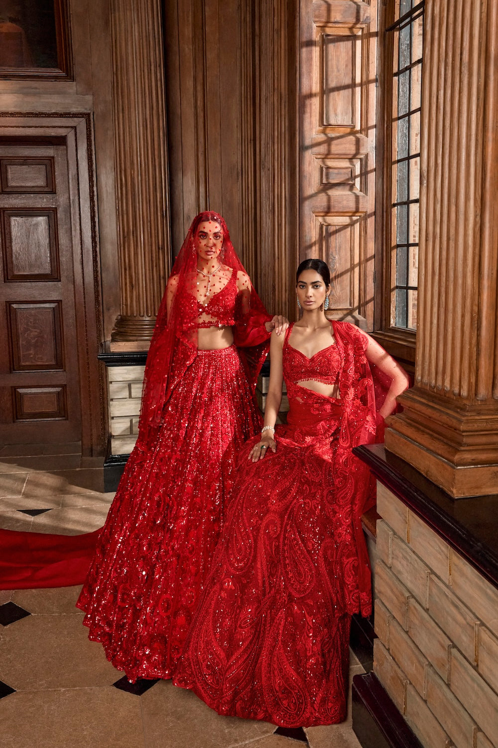 Seema Gujral - Red Paisley Lehenga Set