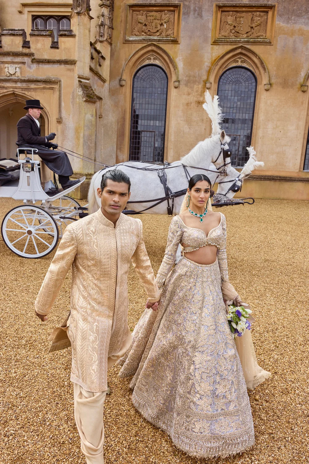Seema Gujral - Rose Gold Sherwani Set