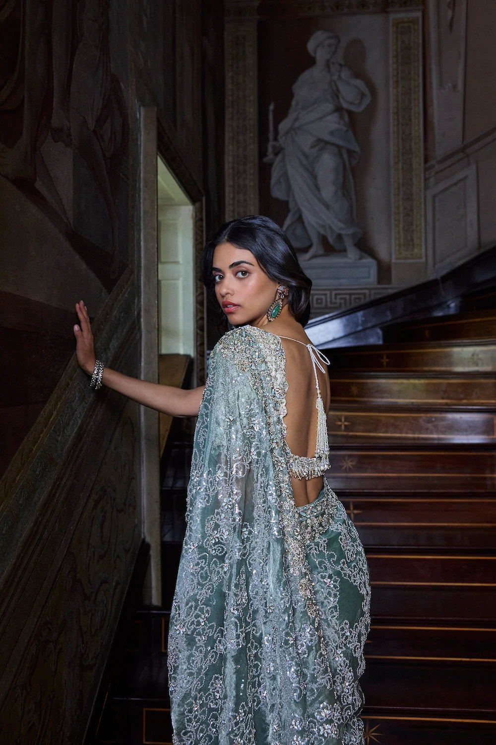 Seema Gujral - Ivory Sage Zardosi Saree