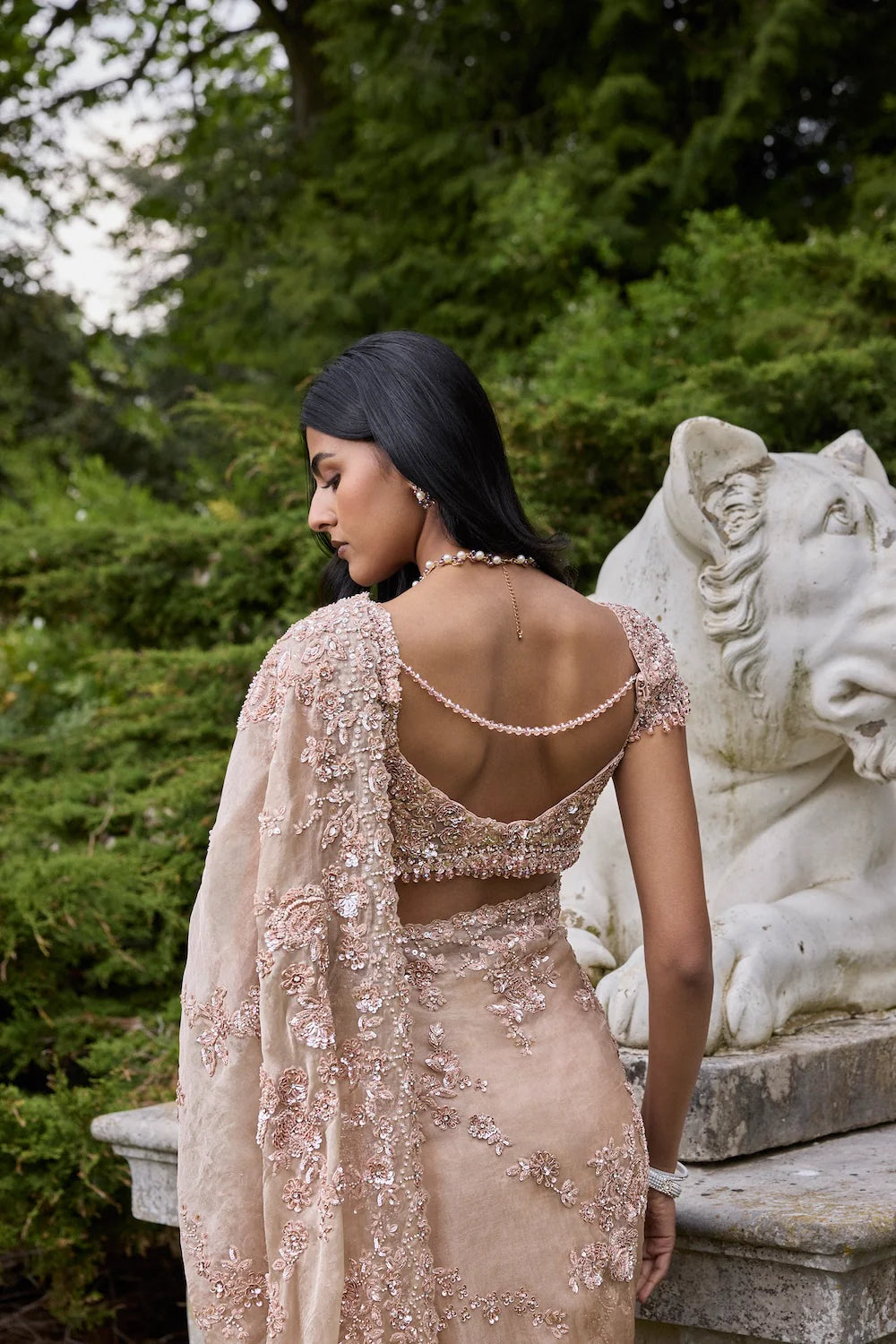 Seema Gujral - Rose Gold Sequin Saree