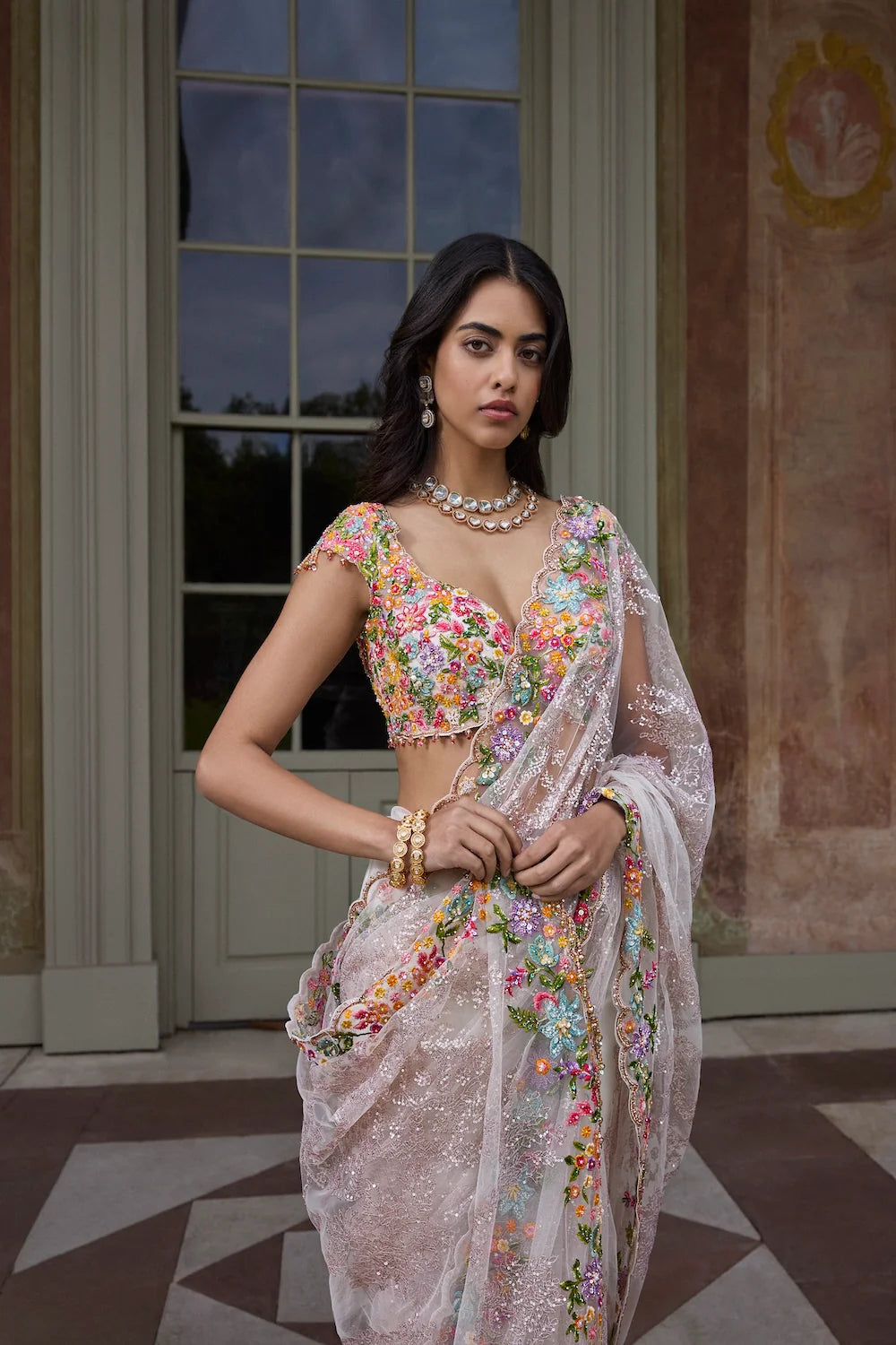 Seema Gujral - Nude Multi - Coloured Saree