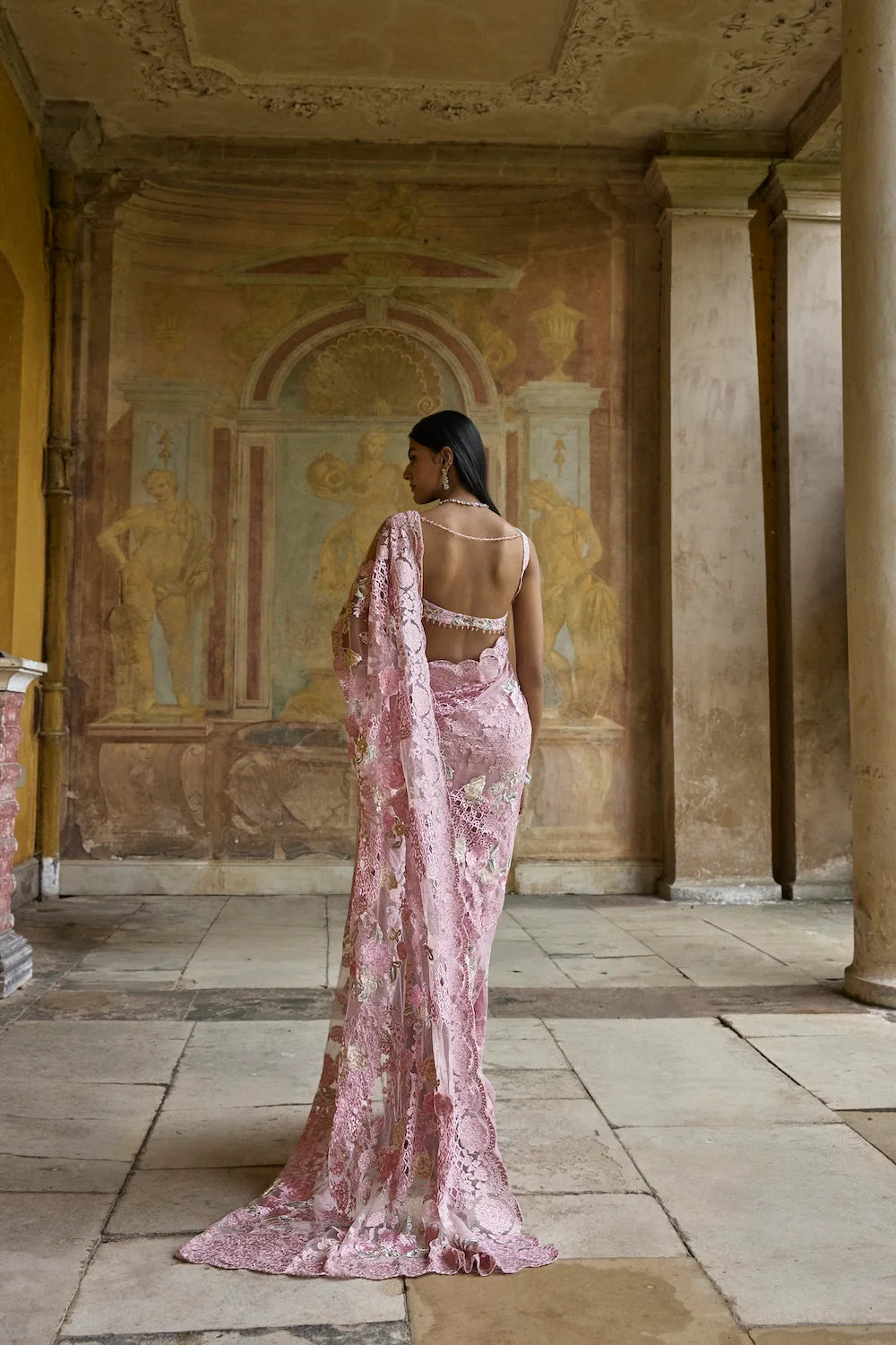 Seema Gujral - Dusty Pink Thread Work Saree