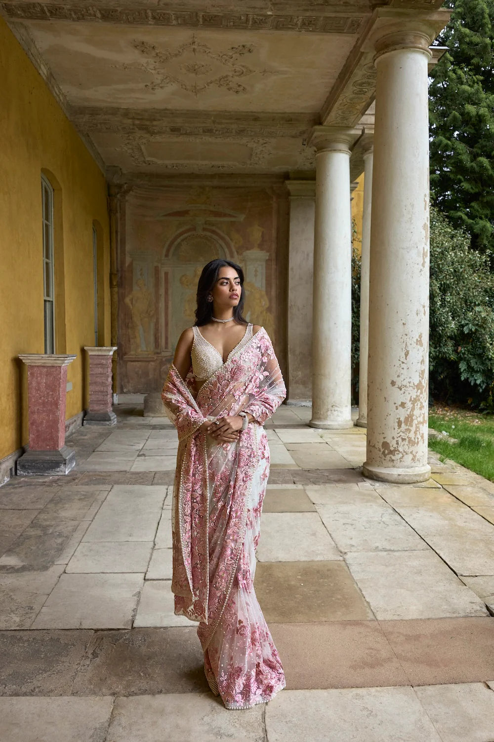Seema Gujral - Pastel Pink Thread Work Saree