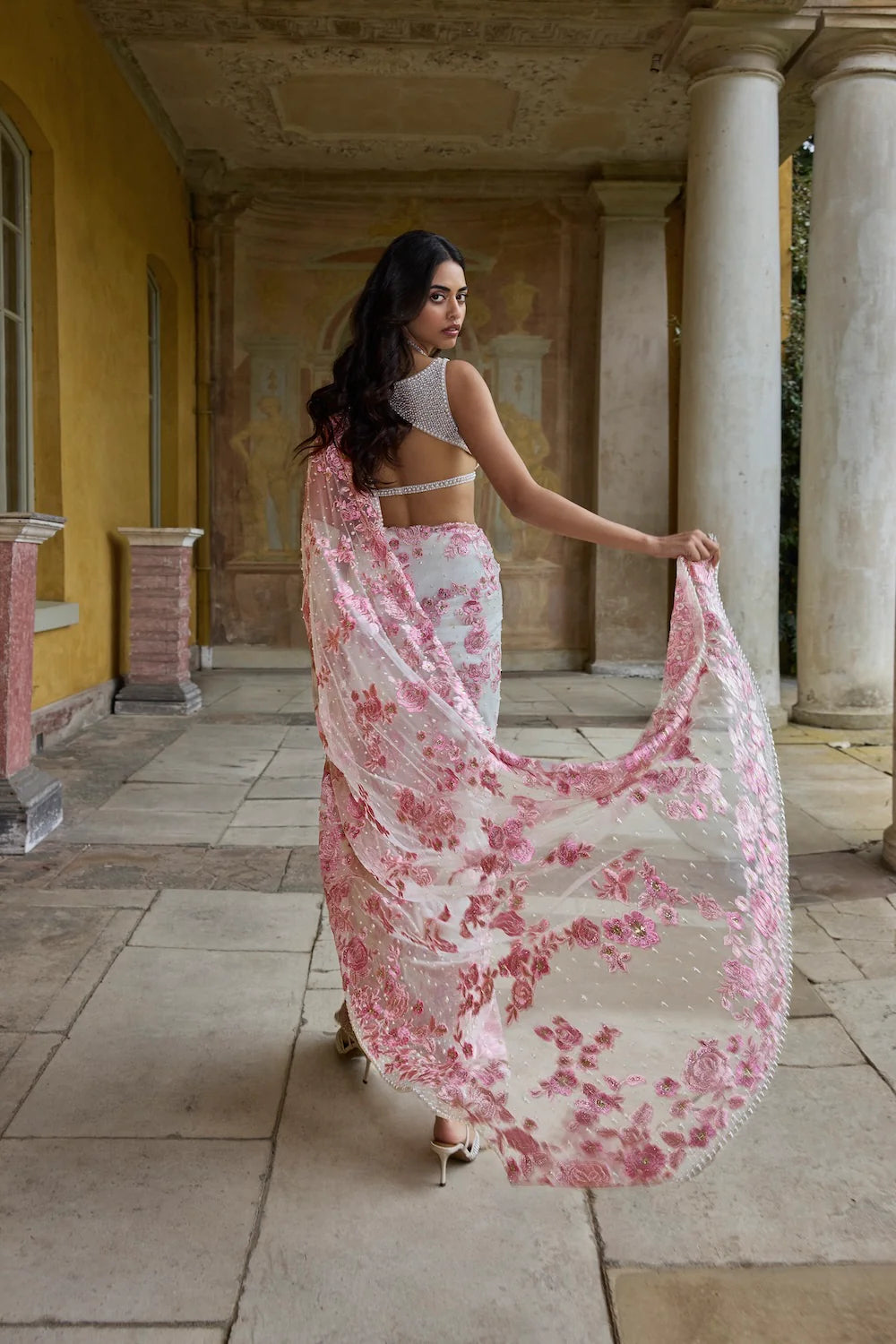 Seema Gujral - Pastel Pink Thread Work Saree