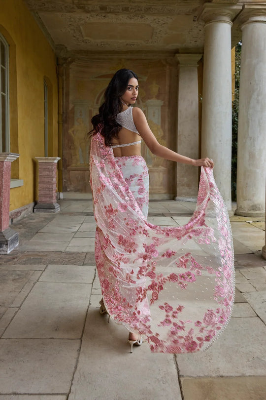 Seema Gujral - Pastel Pink Thread Work Saree