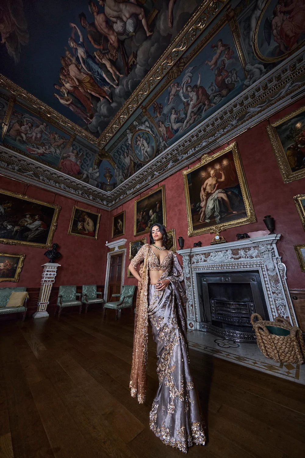 Seema Gujral - Gun Metal Sequin Saree