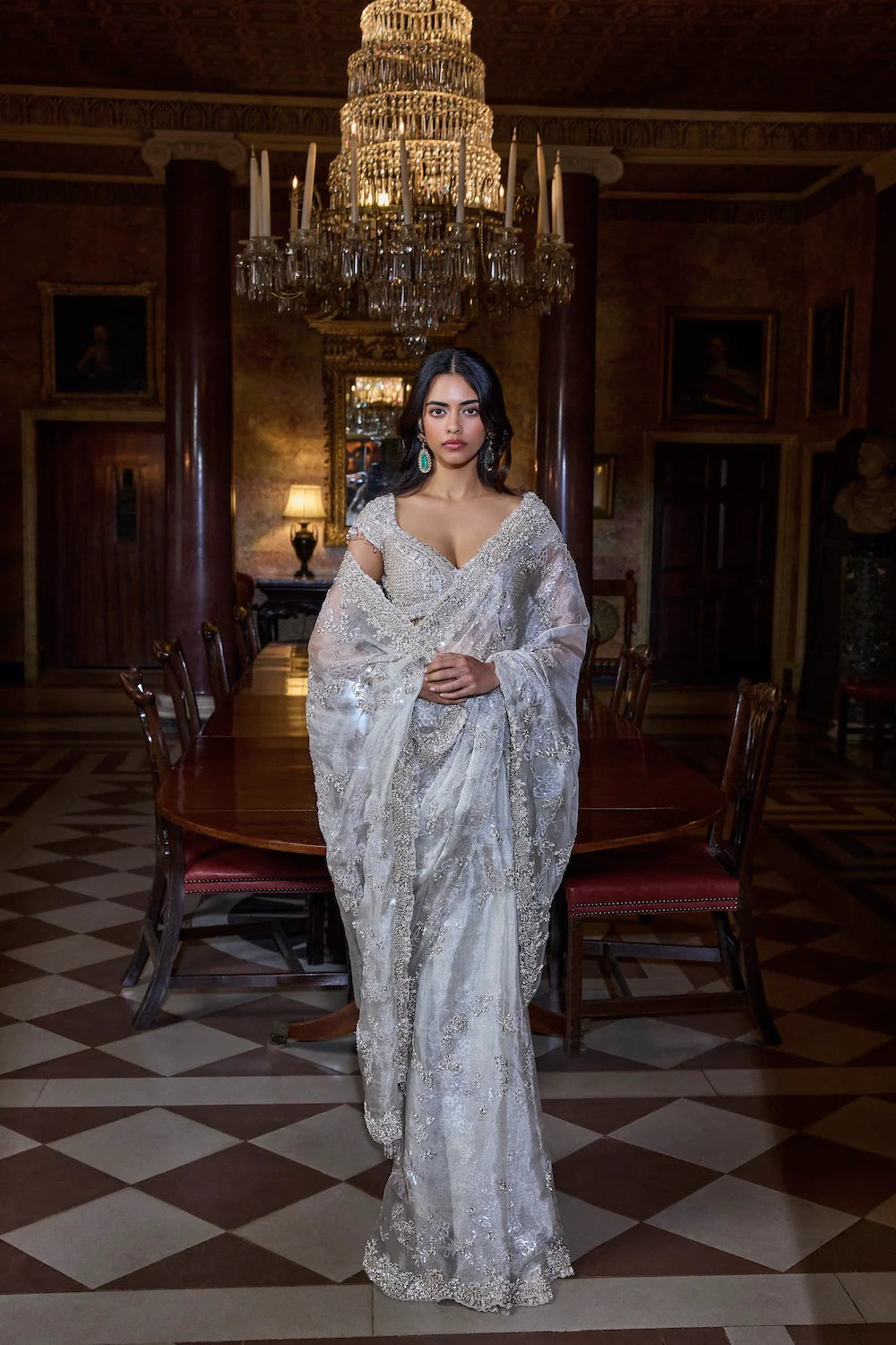 Seema Gujral - Champagne Zardosi Saree