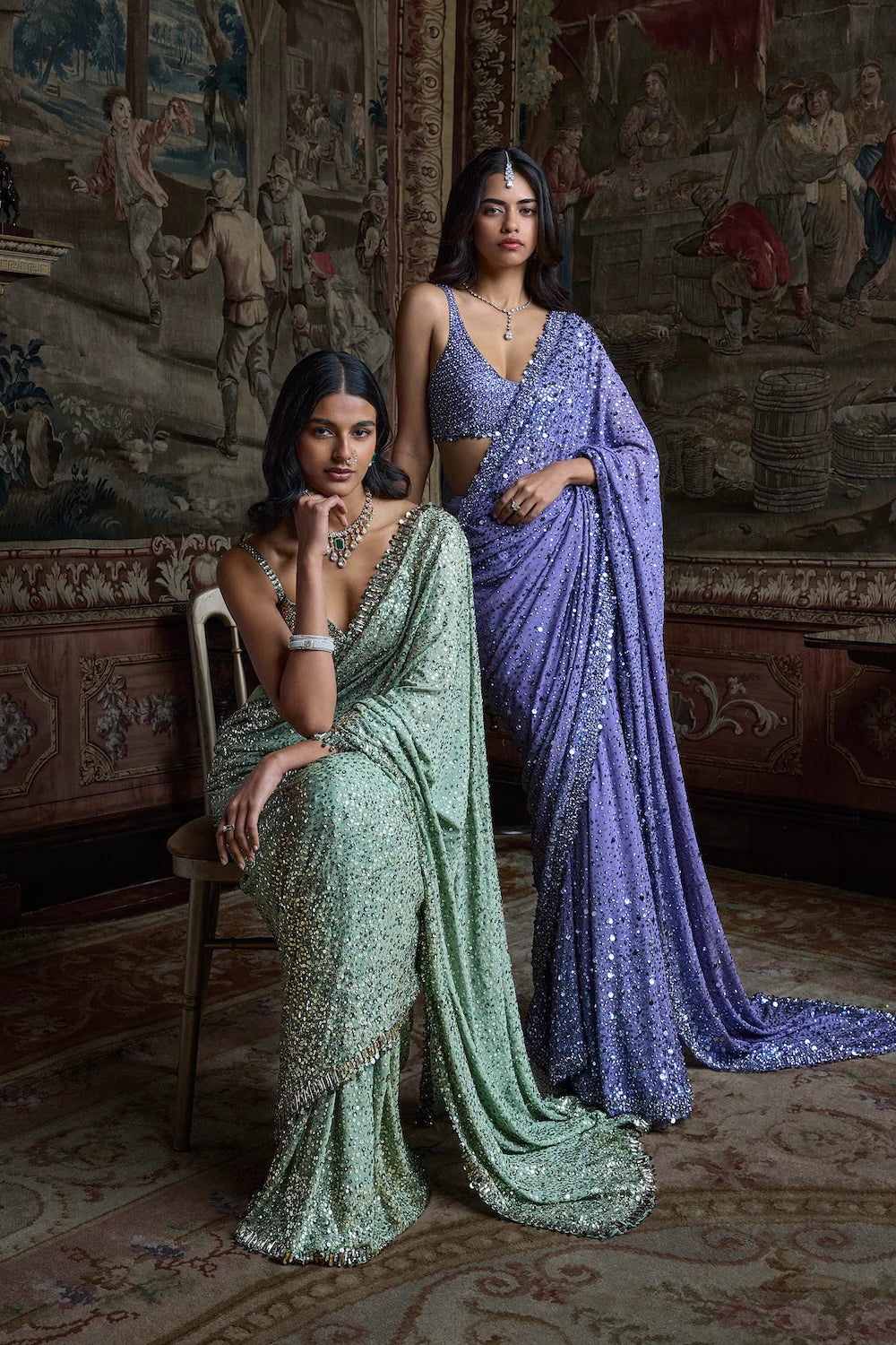 Seema Gujral - Mauve Sequin Saree