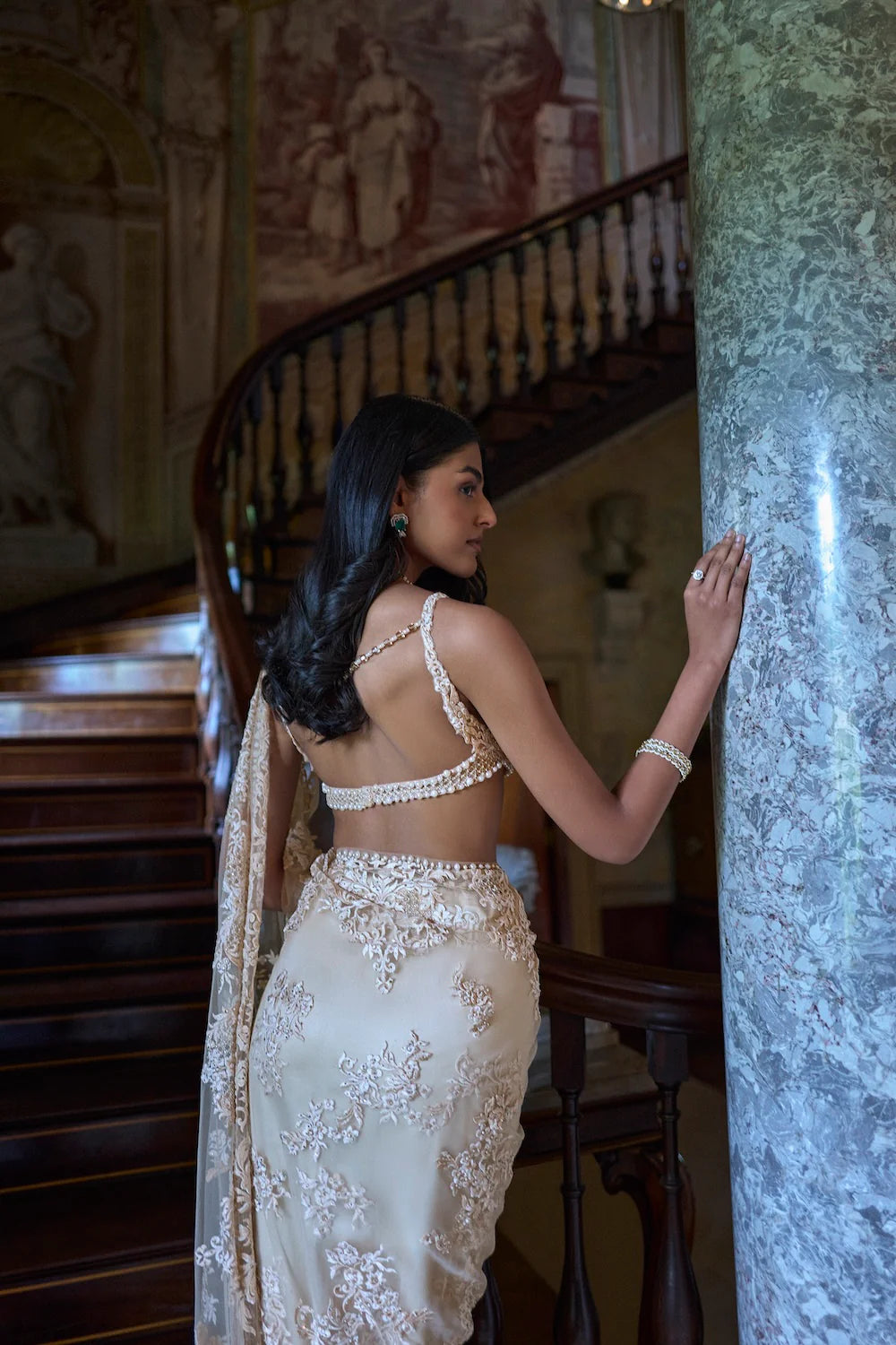 Seema Gujral - Nude Thread Work Saree