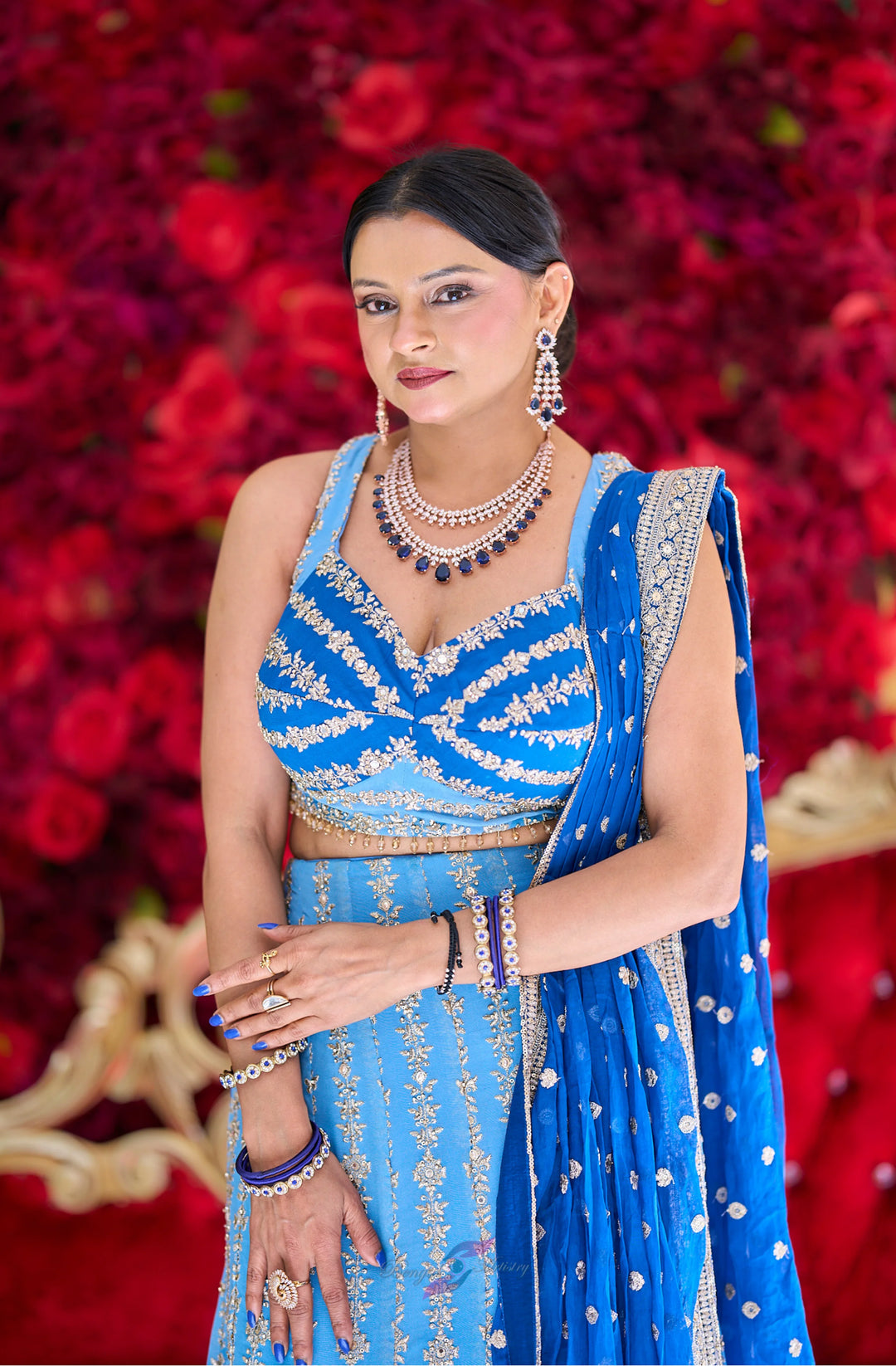 Samaira – Royal Sapphire Hand-Embroidered Lehenga