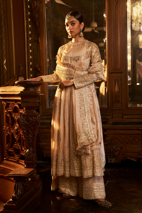 Seema Gujral - Powder Peach Gota Patti Sharara Set