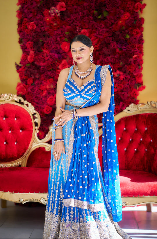 Samaira – Royal Sapphire Hand-Embroidered Lehenga