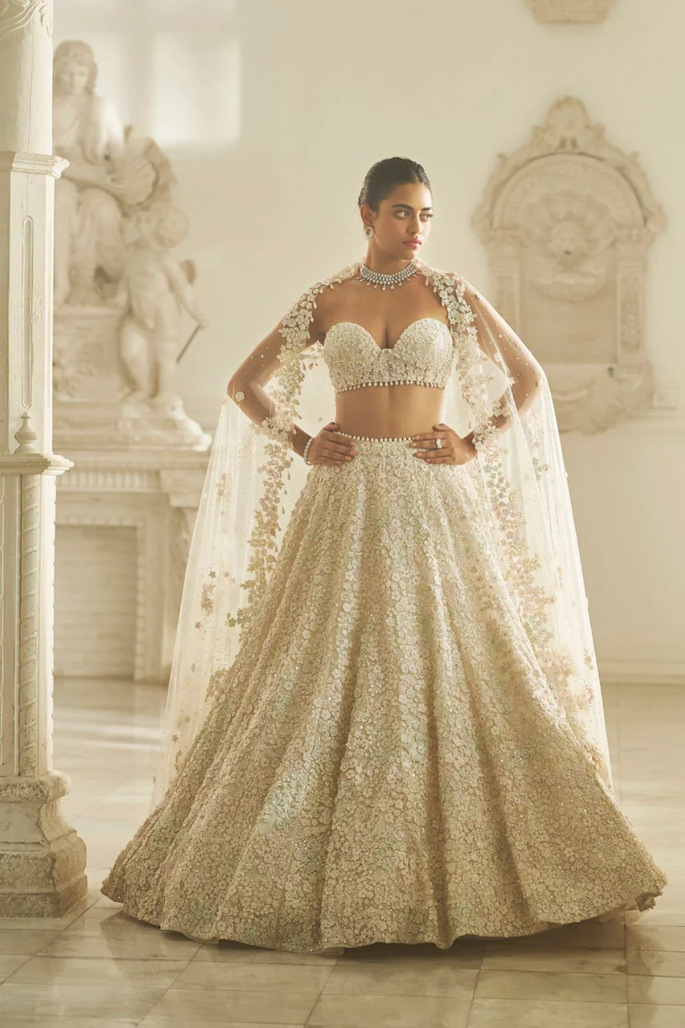 Seema Gujral - Multi-Coloured Three-Dimensional Lehnega Set