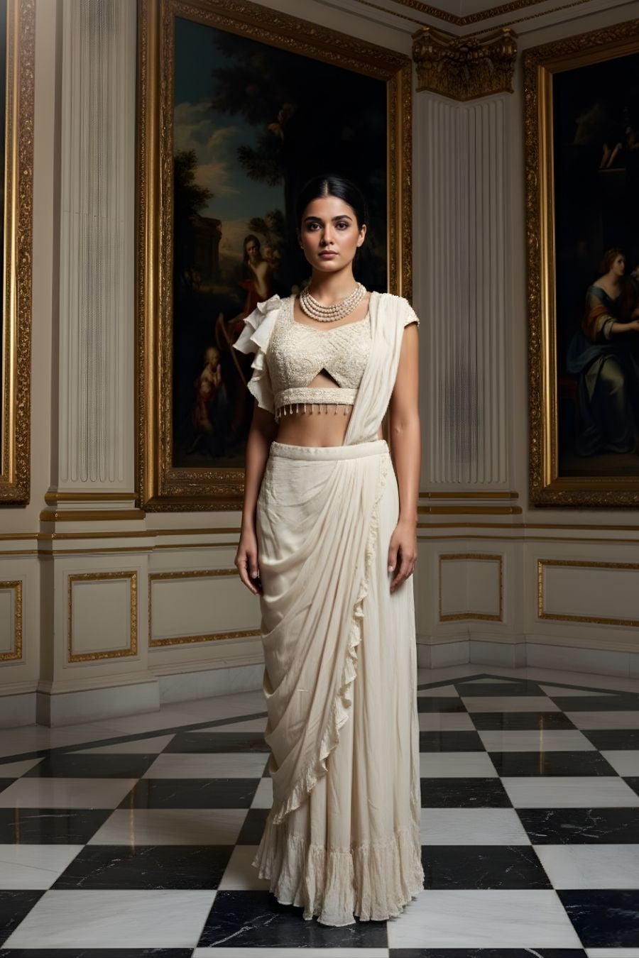 Akira Ruffle Pre-Draped Saree