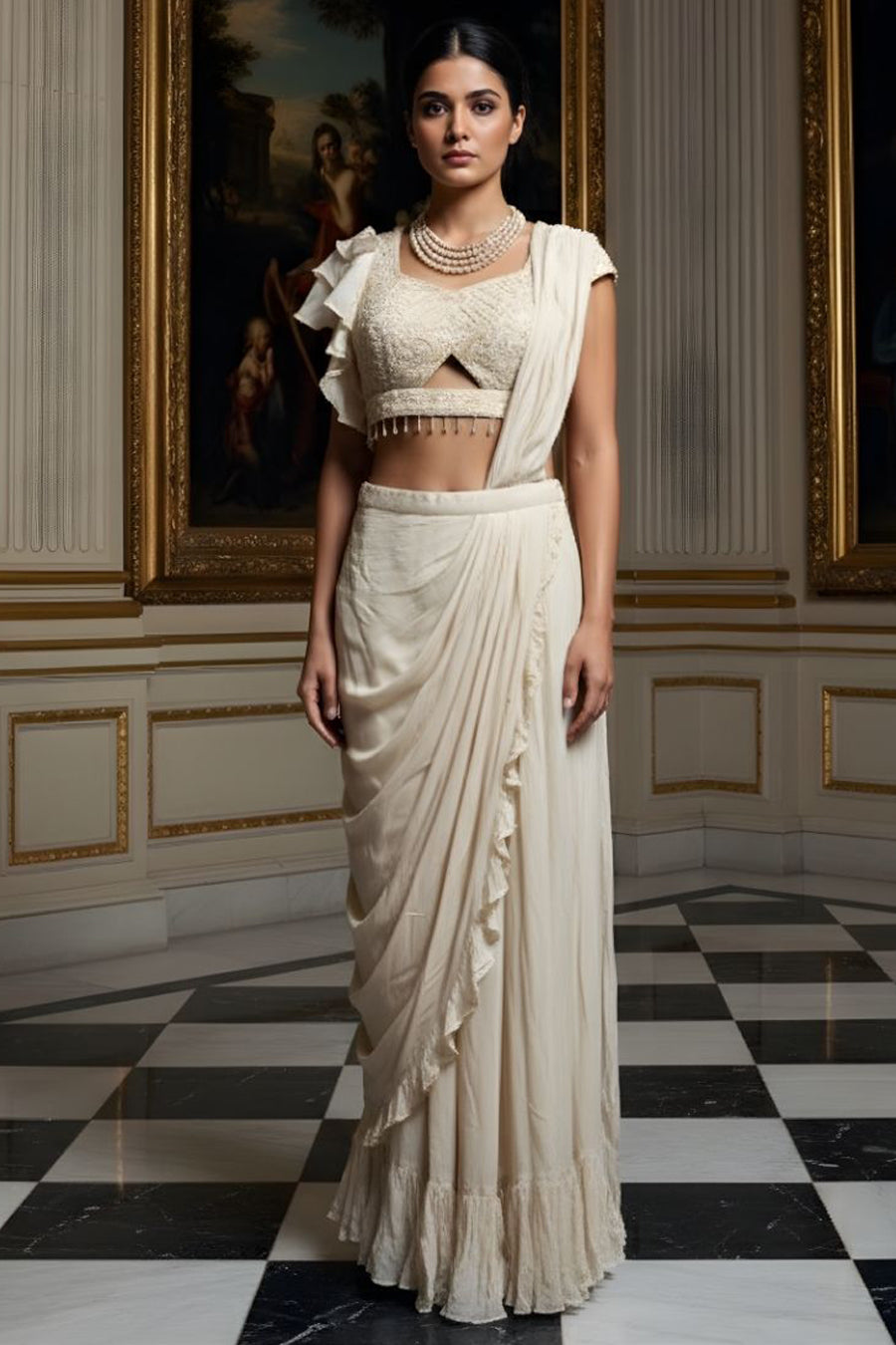 Akira Ruffle Pre-Draped Saree