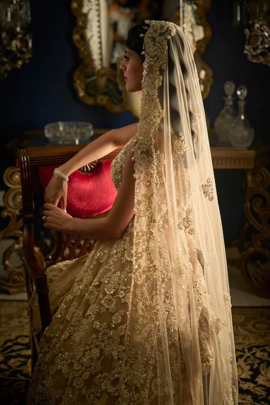 Seema Gujral - Nude High-Low Sharara Set