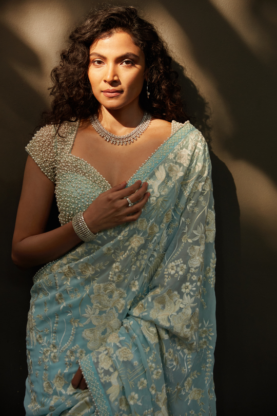 Seema Gujral - Powder Blue Saree