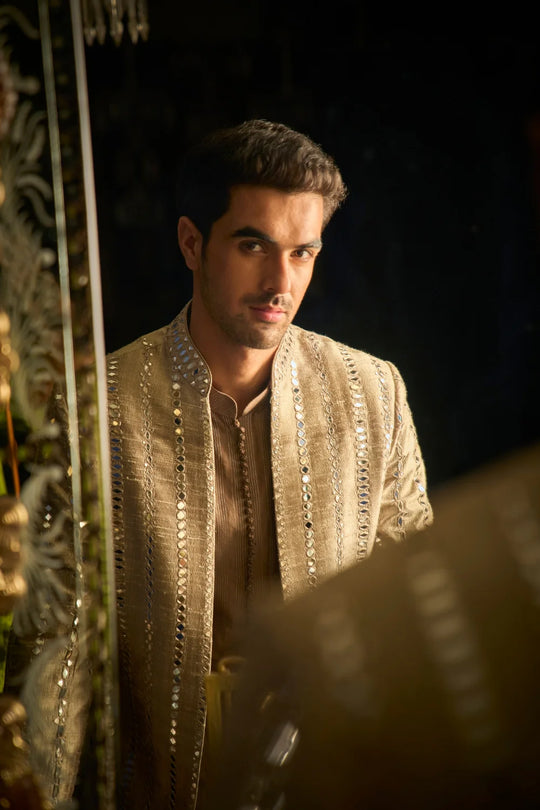 Seema Gujral - Coffee Mirror Sherwani Set