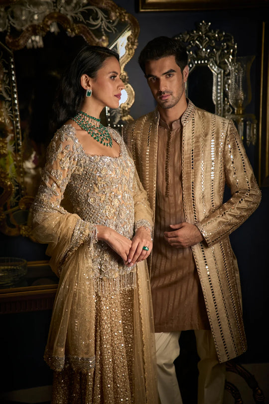 Seema Gujral - Nude Silver Sharara Set