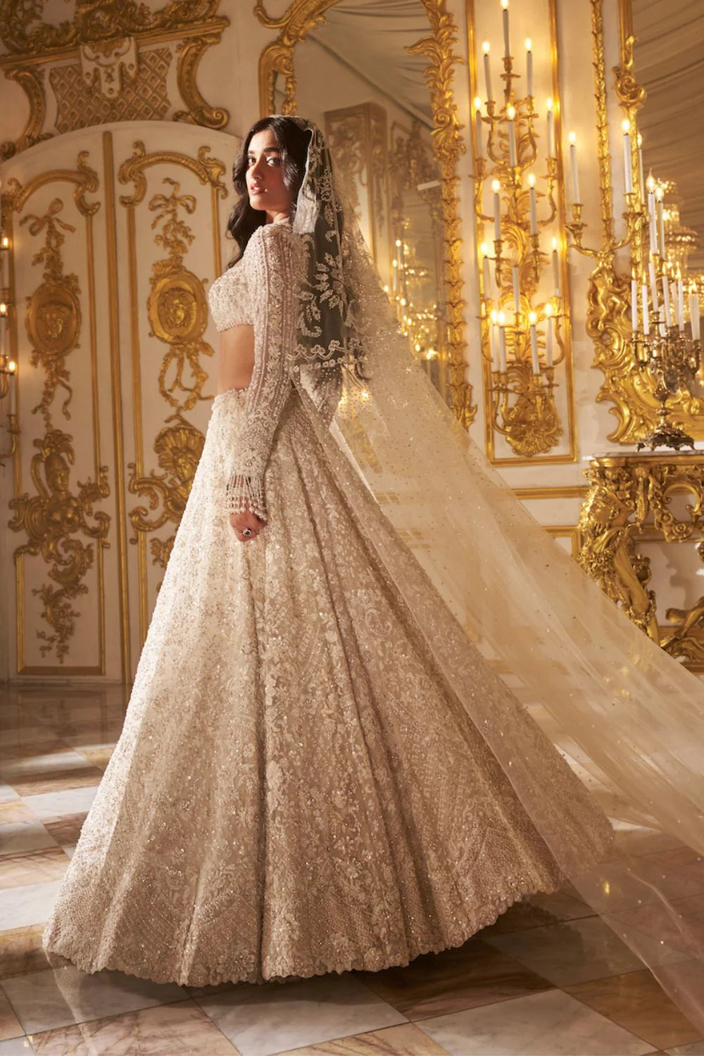 Seema Gujral - Ivory Floral Lehenga Set