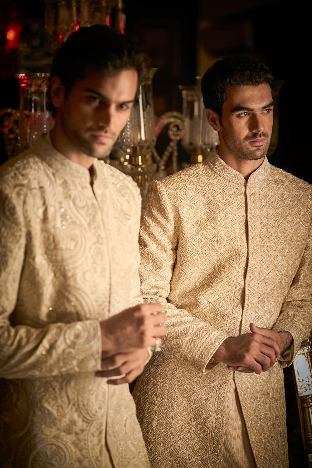 Seema Gujral - Cream Abstract Sherwani Set