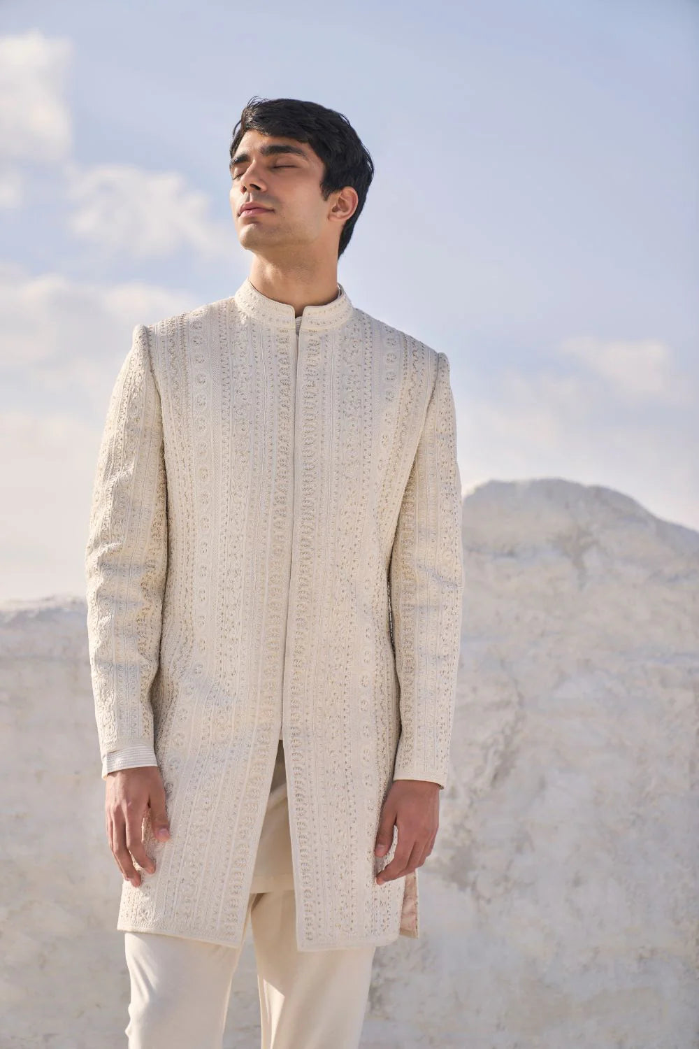 Seema Gujral - Cream Dori Sherwani Set