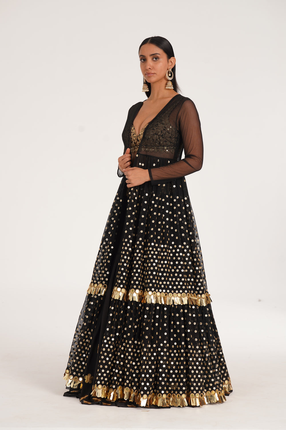 Abhinav Mishra - Intense black jacket skirt set