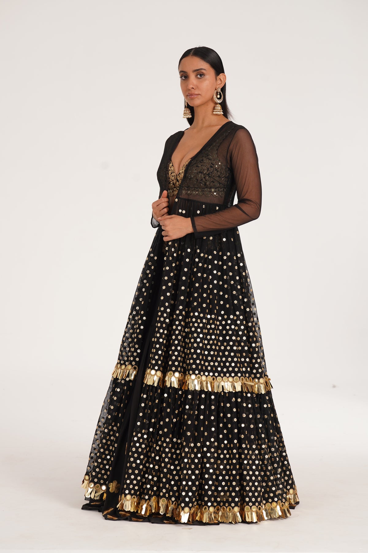 Abhinav Mishra - Intense black jacket skirt set