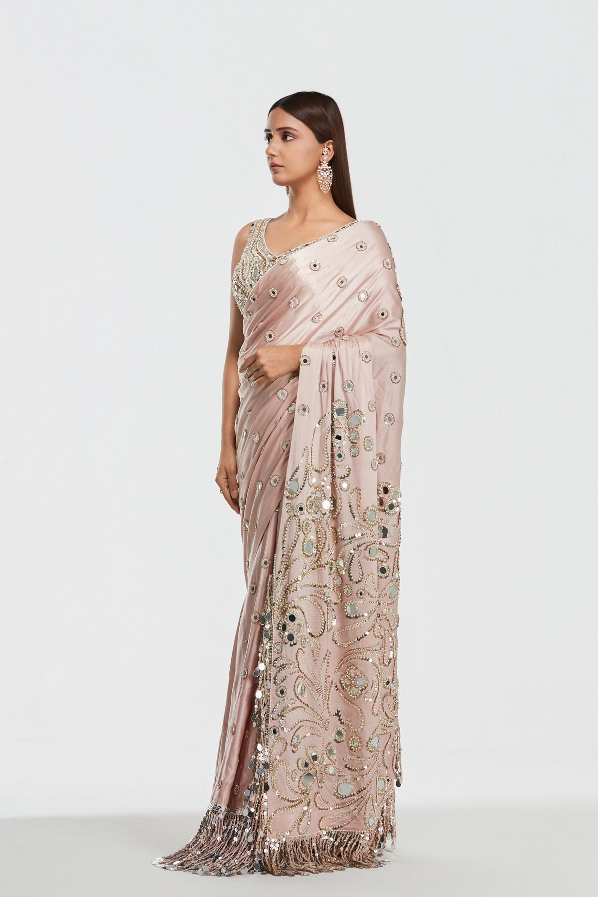 Abhinav Mishra - Shrine Peony Pink Saree Set