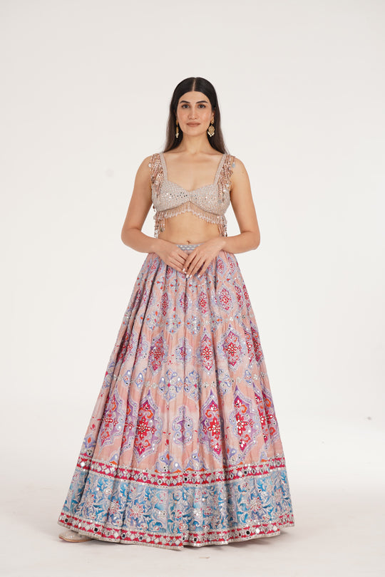 Abhinav Mishra - Ucla Peach Hues Lehenga Set