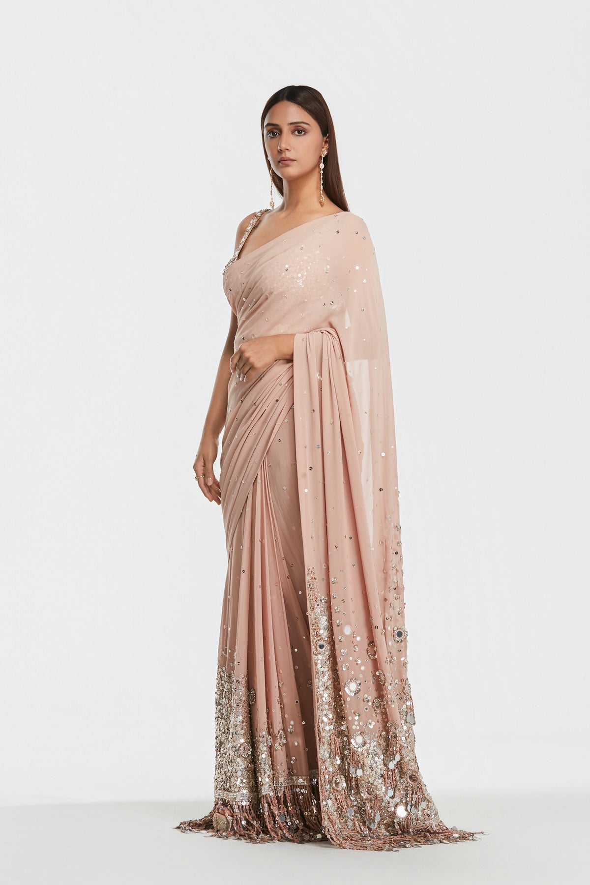 Abhinav Mishra - Shrine Ballet Pink Saree Set