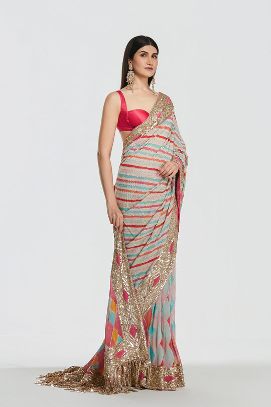 Abhinav Mishra - Shrine Multicoloured Saree Set