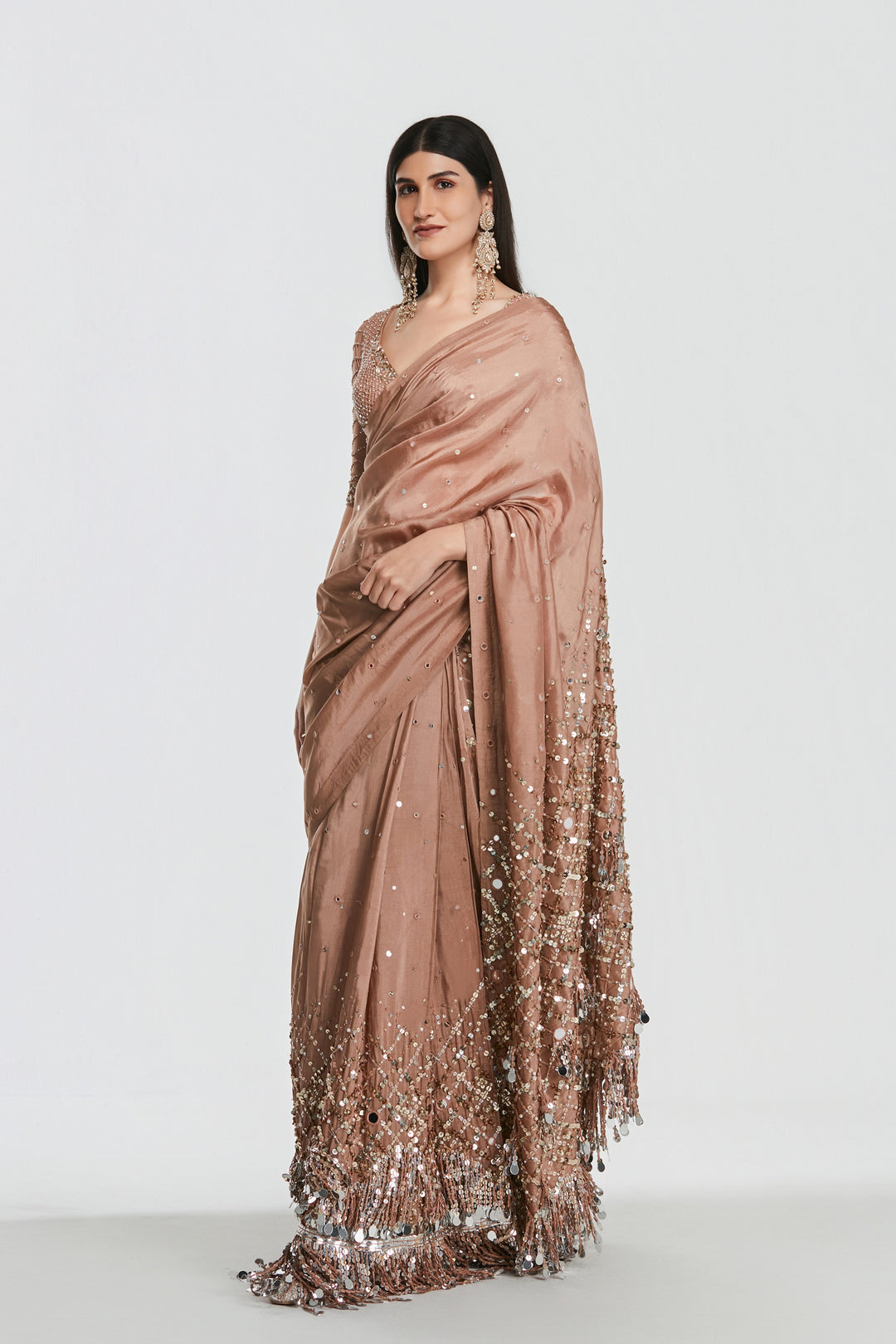 Abhinav Mishra - Shrine Coral Saree Set