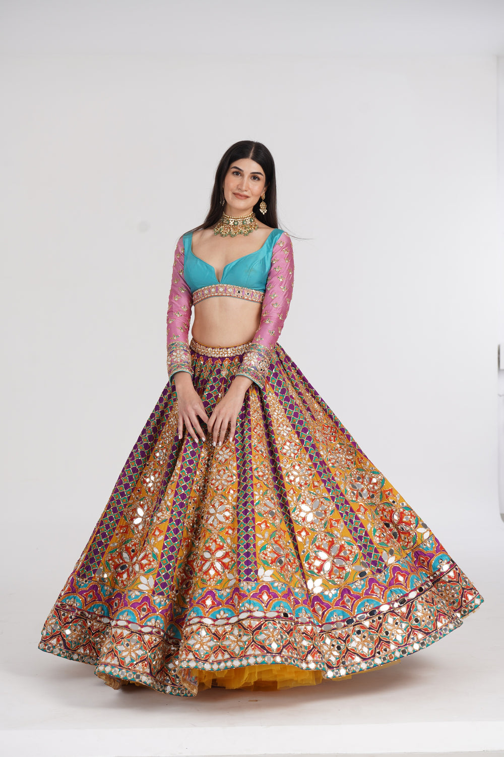 Abhinav Mishra - Tangerine Hues Lehenga Set