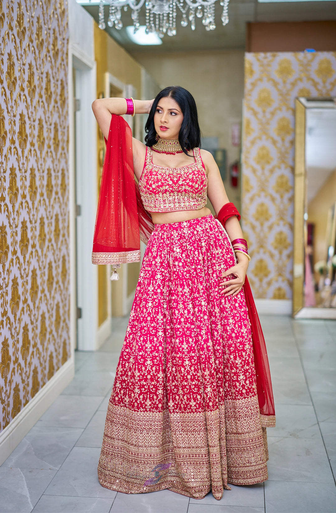 Ridhima – Ruby Royal Zari Embellished Lehenga