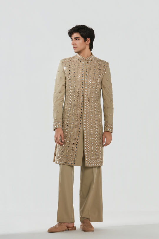 Abhinav Mishra - Shrine Dune Sherwani Set