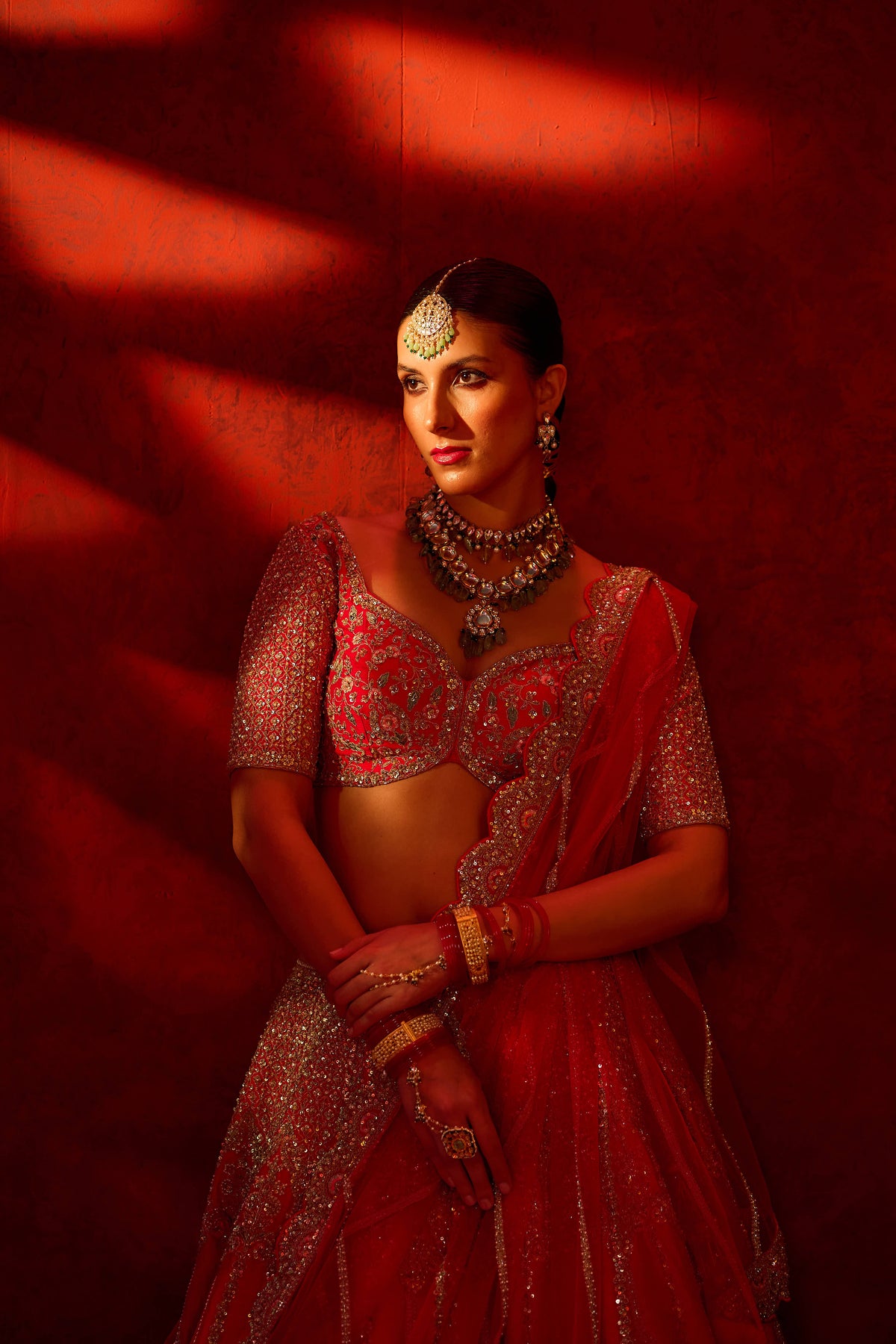 Kalighata - Arushi Lehenga – Cherry Red